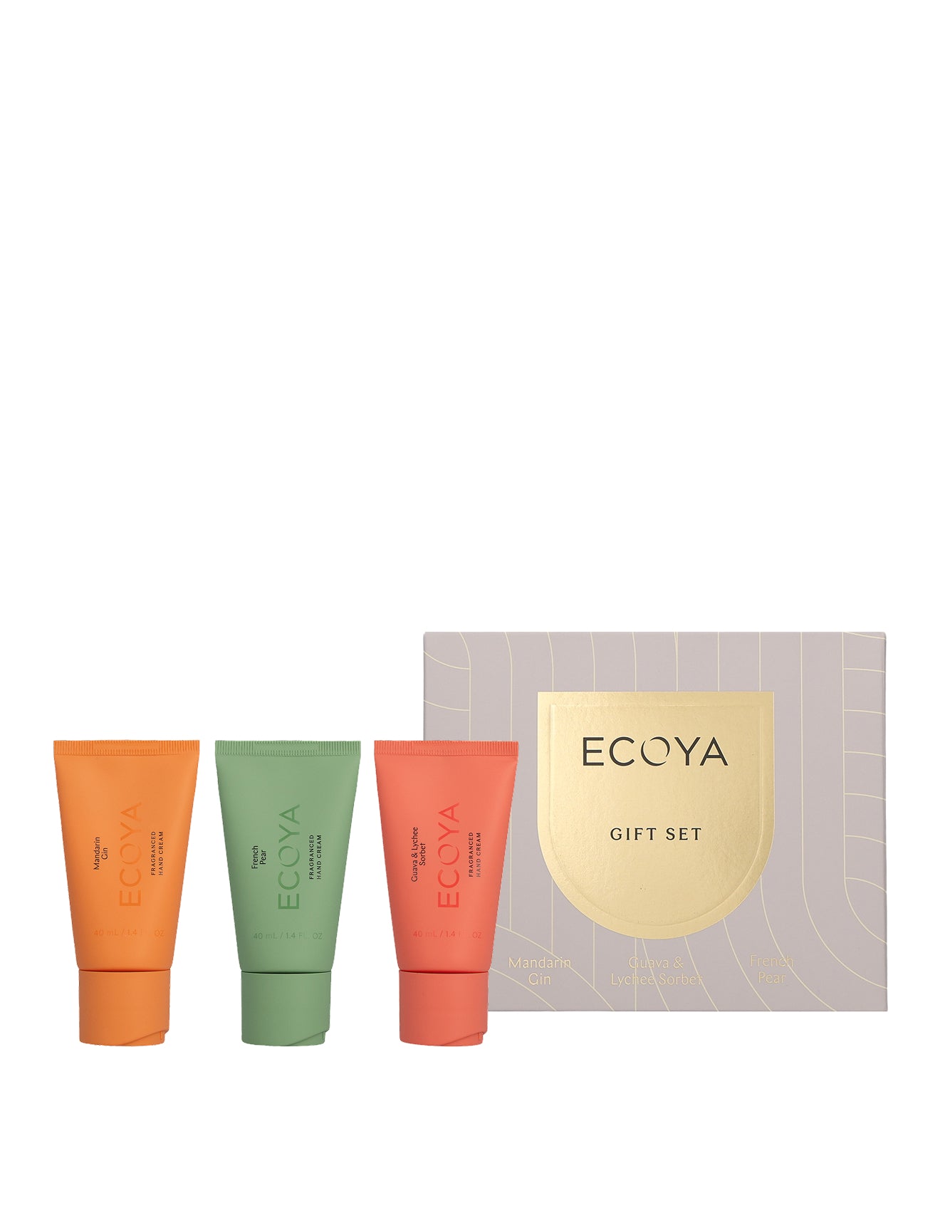 Ecoya hand cream gift set - mandarin gin, french pear and guava & lychee