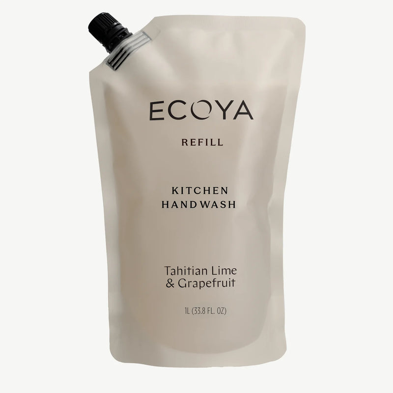One litre ECOYA Kitchen Collection Hand Wash refill in Tahitian Lime and Grapefruit fragrance.