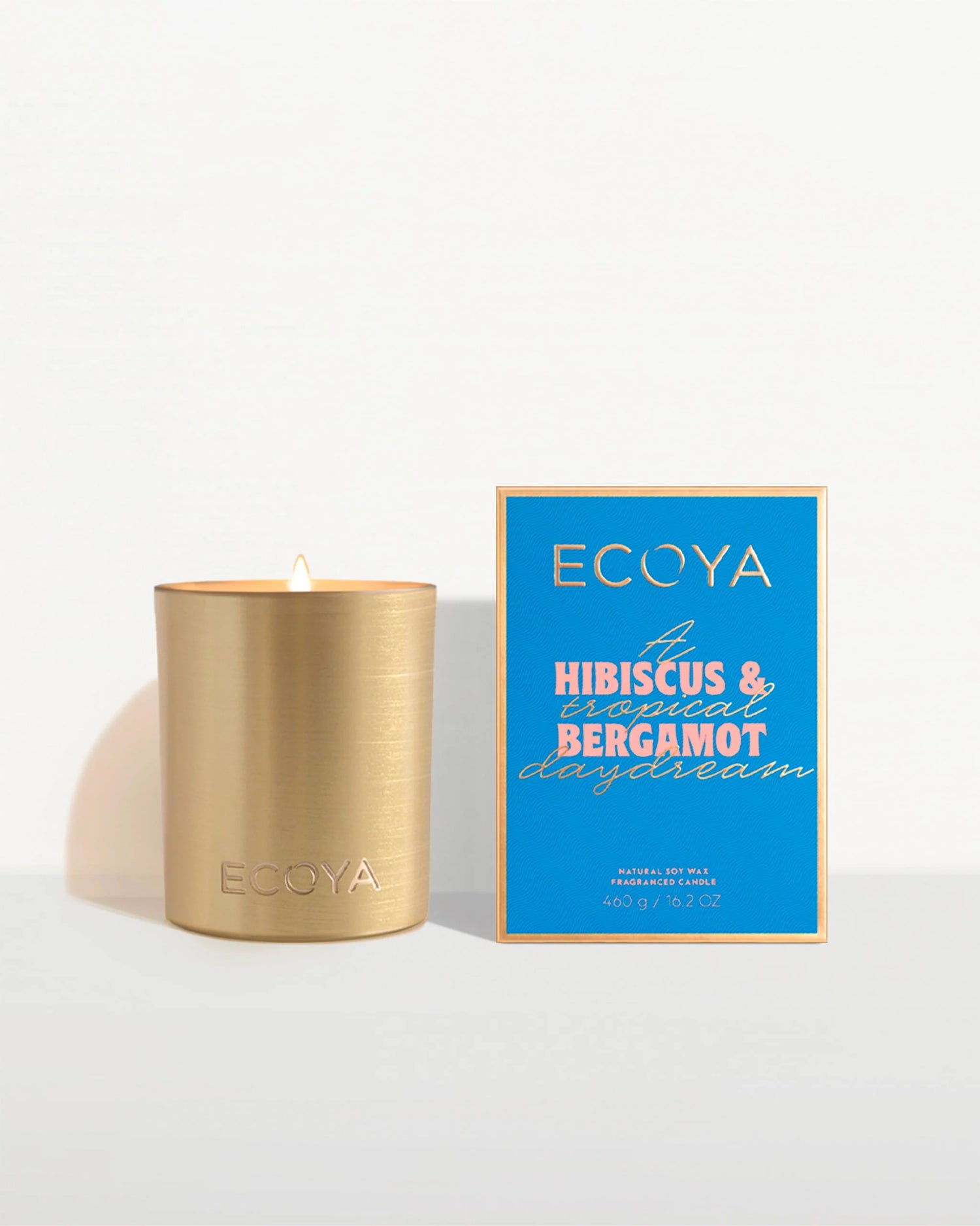 Ecoya Hibiscus & Bergamot Goldie Candle – Holiday Collection in brushed gold vessel