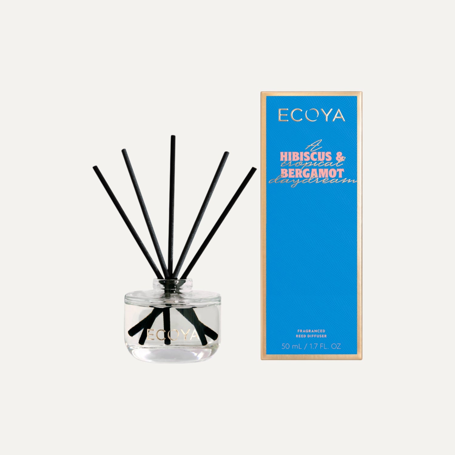 Ecoya Hibiscus & Bergamot Mini Diffuser – Holiday Collection in festive packaging