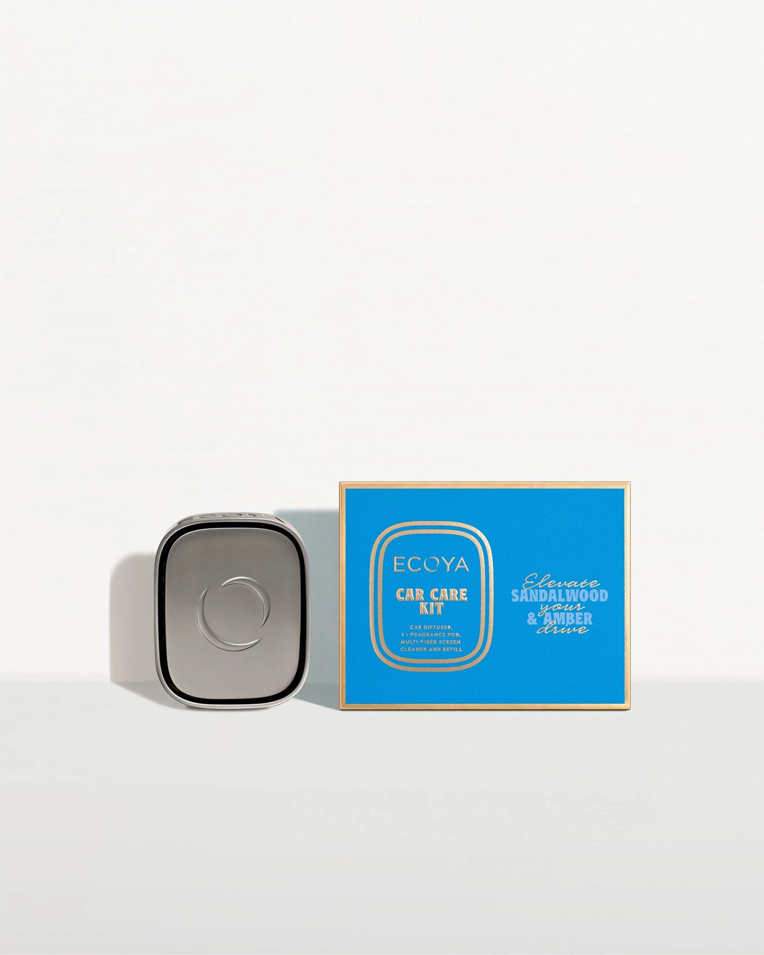 Ecoya Car Care Kit Holiday Collection with diffuser, fragrance pod, and screen cleaner