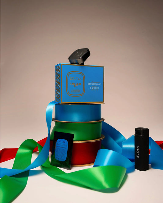Limited edition Ecoya Sandalwood & Amber Car Care Kit packaged for Christmas gifting
