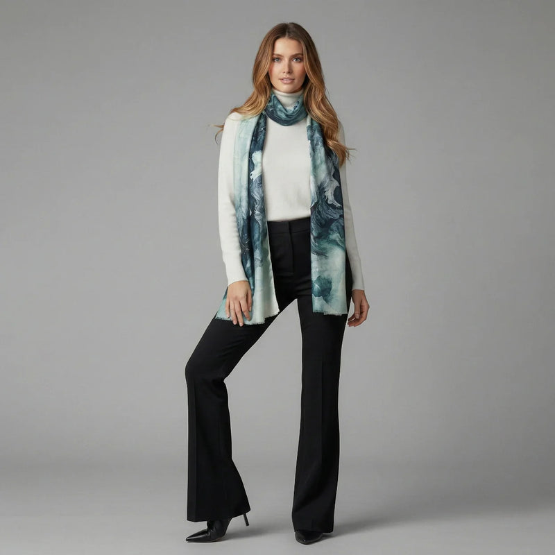 Women's winter fashion Australia - blue Edith Cashmere scarf available at My Country Escape