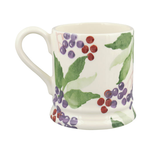 Handmade English earthenware mug – elderberry pattern