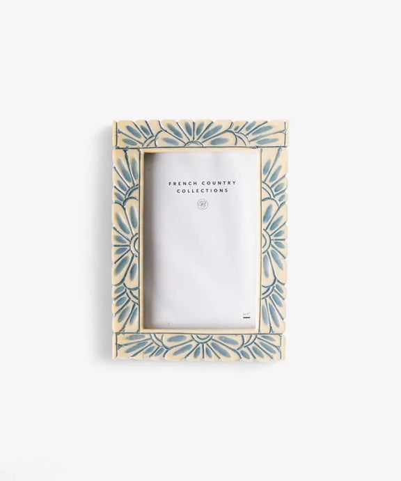 Elena mosaic photo frame 4x6 in blue and cream