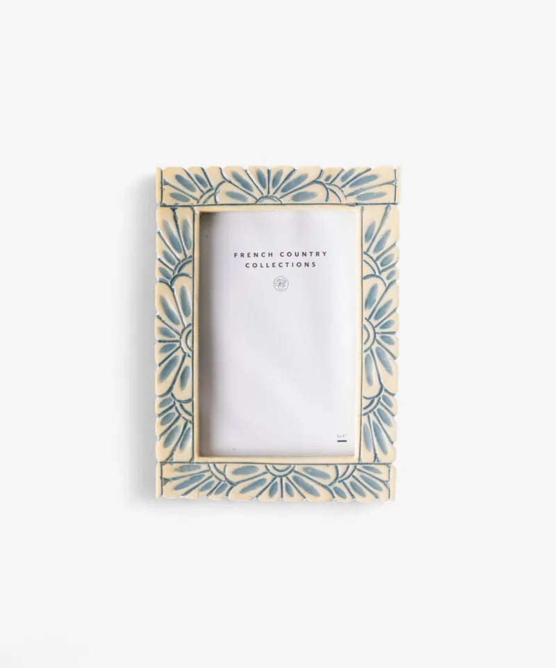 Elena mosaic photo frame 4x6 in blue and cream