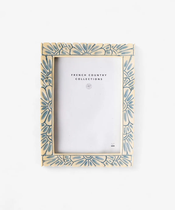 Elena mosaic photo frame 5x7 in blue and cream