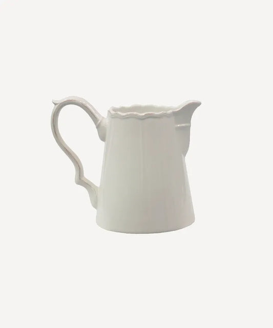 White dolomite pitcher, modern serveware jug, dishwasher safe
