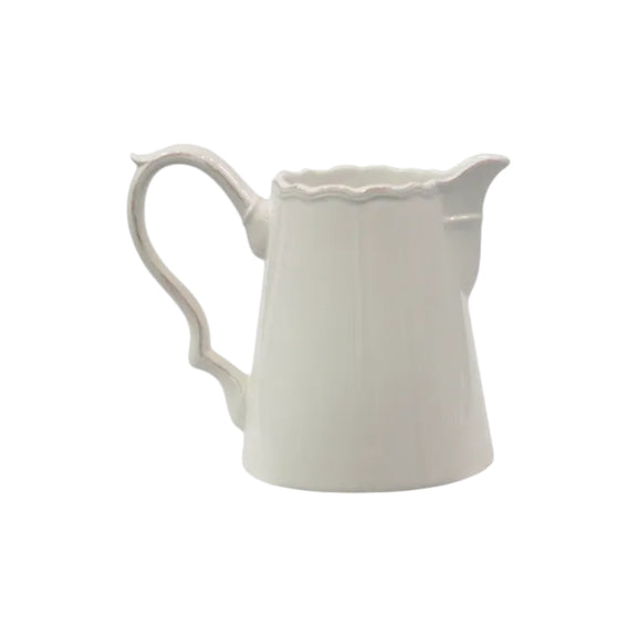 Elise Pitcher White 18cm dolomite jug on table