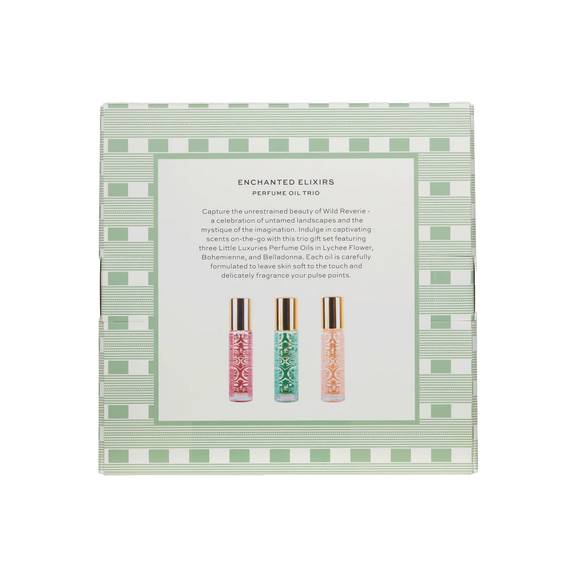 Australian-made Enchanted Elixirs Trio gift set with three travel-size perfume oils