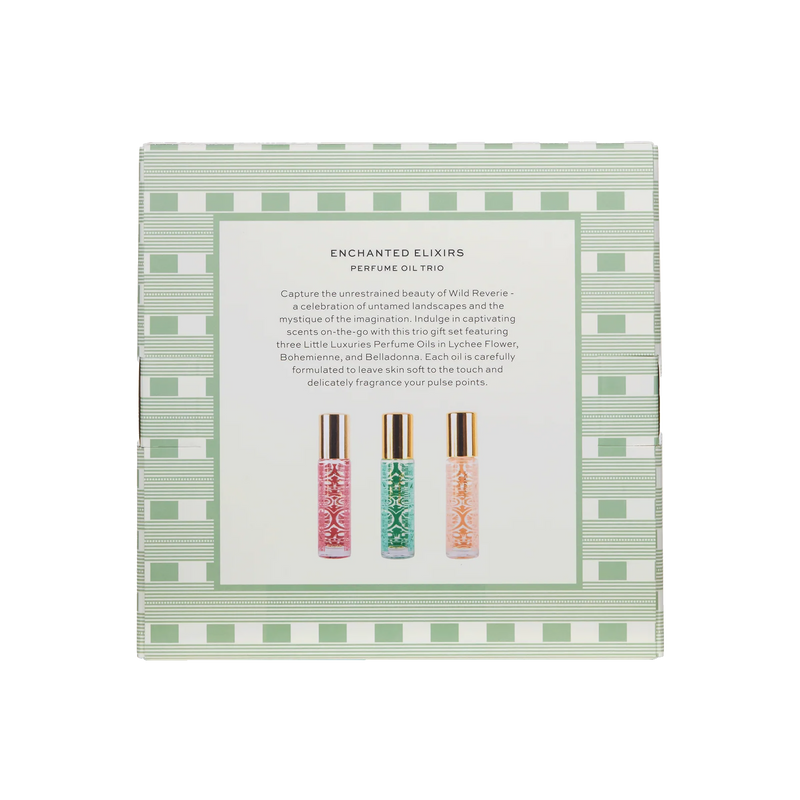 Australian-made Enchanted Elixirs Trio gift set with three travel-size perfume oils