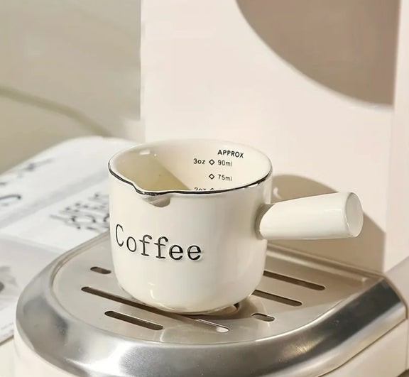 Espresso ceramics graduated measuring cup with handle