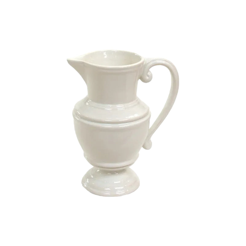 Small White Pitcher ceramic jug for serving drinks or flowers
