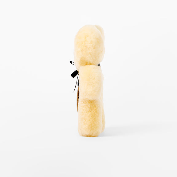 Mini sheepskin baby comforter flat teddy bear Honey colour