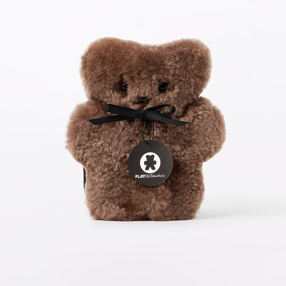 FLATOUTbear Baby Chocolate mini Australian sheepskin teddy