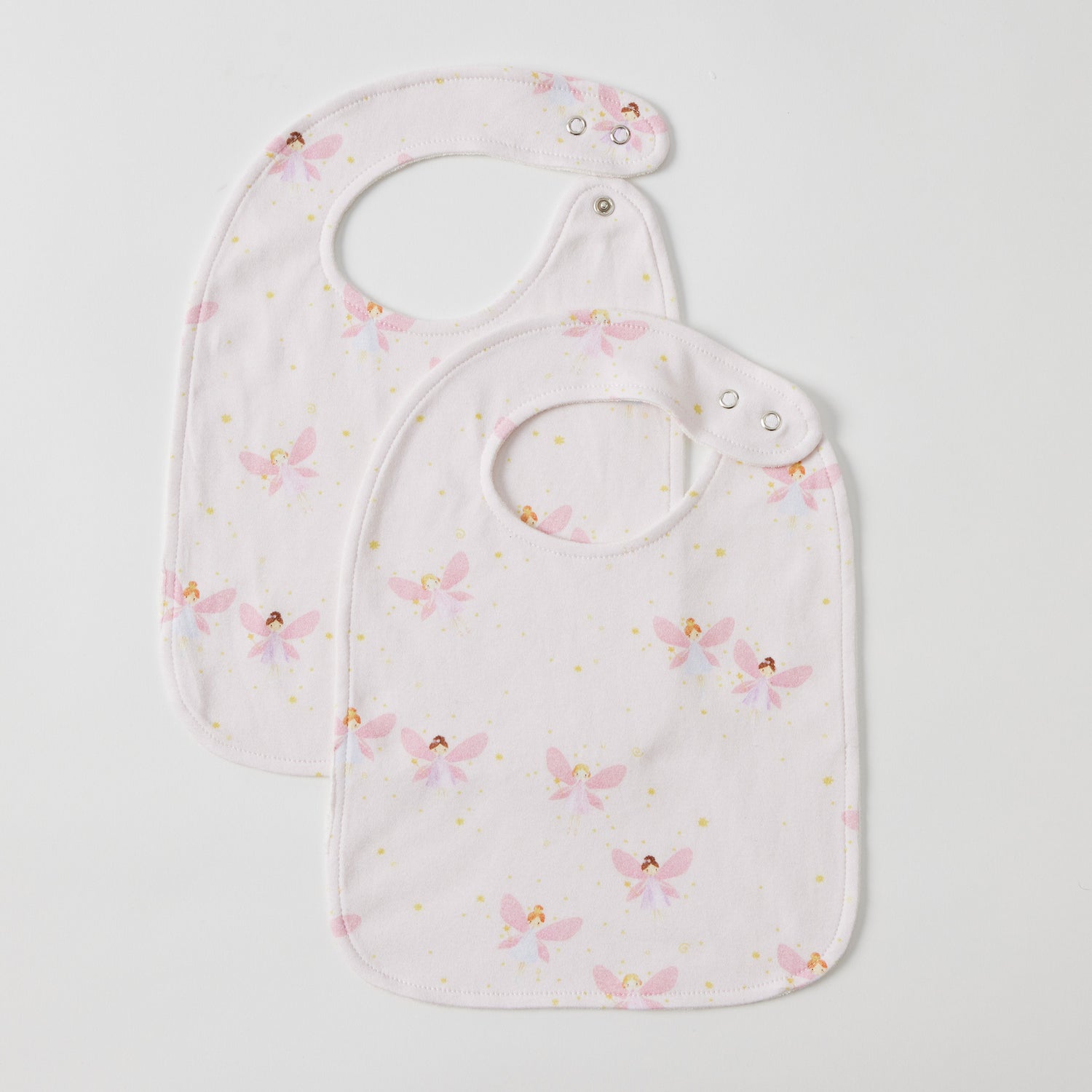 fairy dust baby bib set pink white cotton jersey bamboo