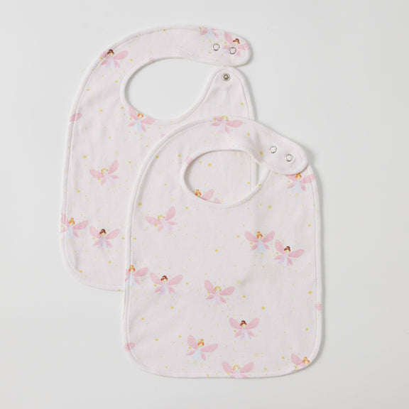 fairy dust baby bib set pink white cotton jersey bamboo