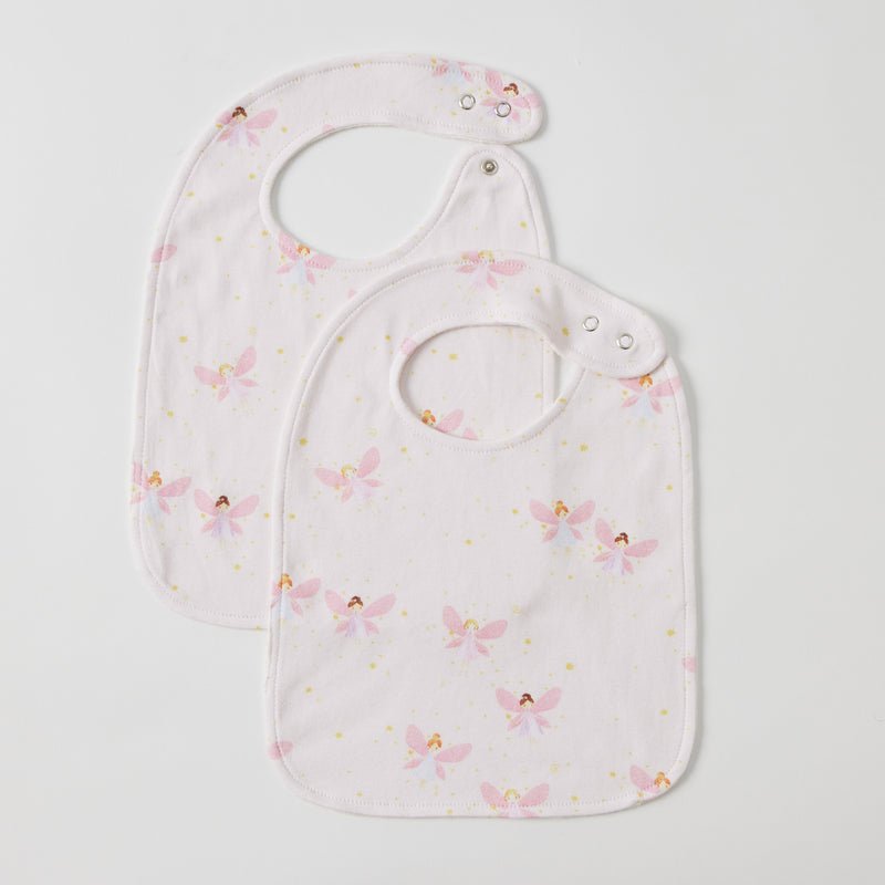 fairy dust baby bib set pink white cotton jersey bamboo