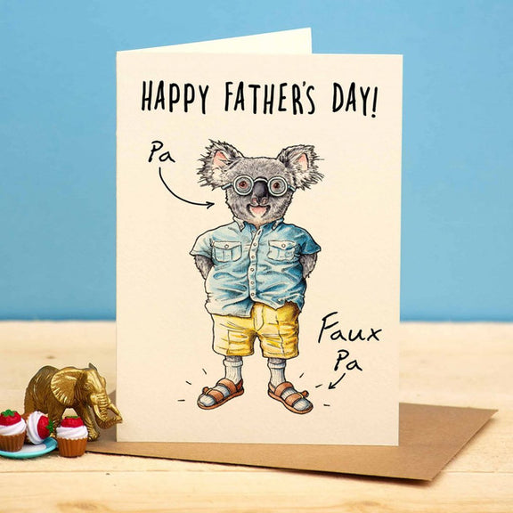 Faux Pa Father’s Day Card – koala dad in sandals illustration