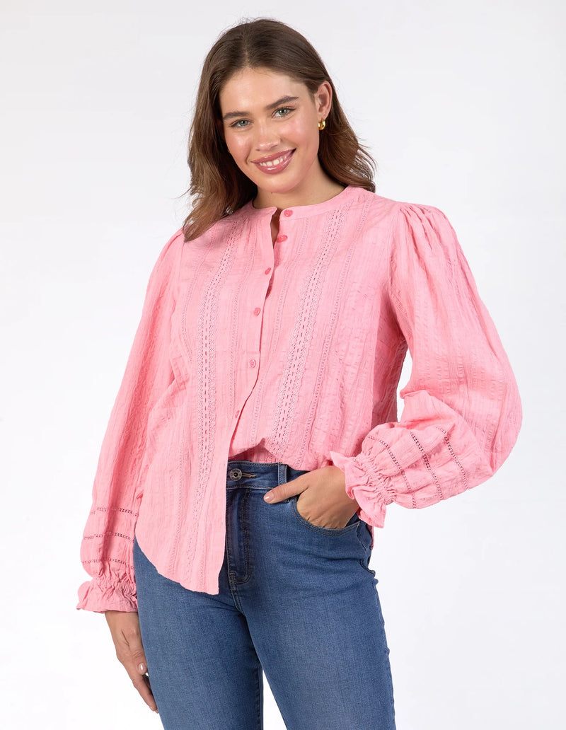 Fennel Shirt Charm Pink – 100% cotton blouse with balloon sleeves