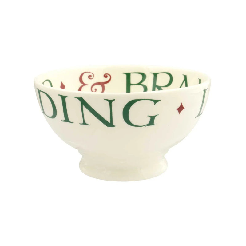 Festive handmade French bowl with Christmas lettering