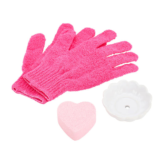 Christmas stocking filler spa set – shower steamer, exfoliating gloves, dish
