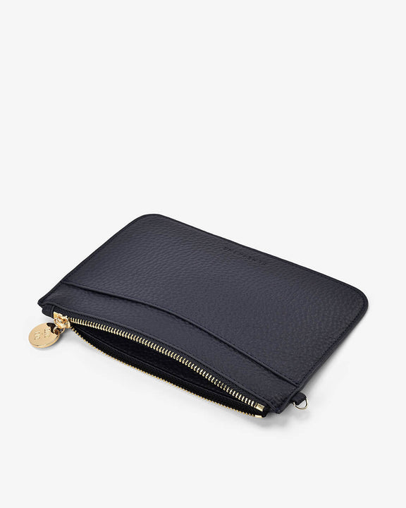 Elms+King Flat Pouch Navy measuring 16cm by 22cm.