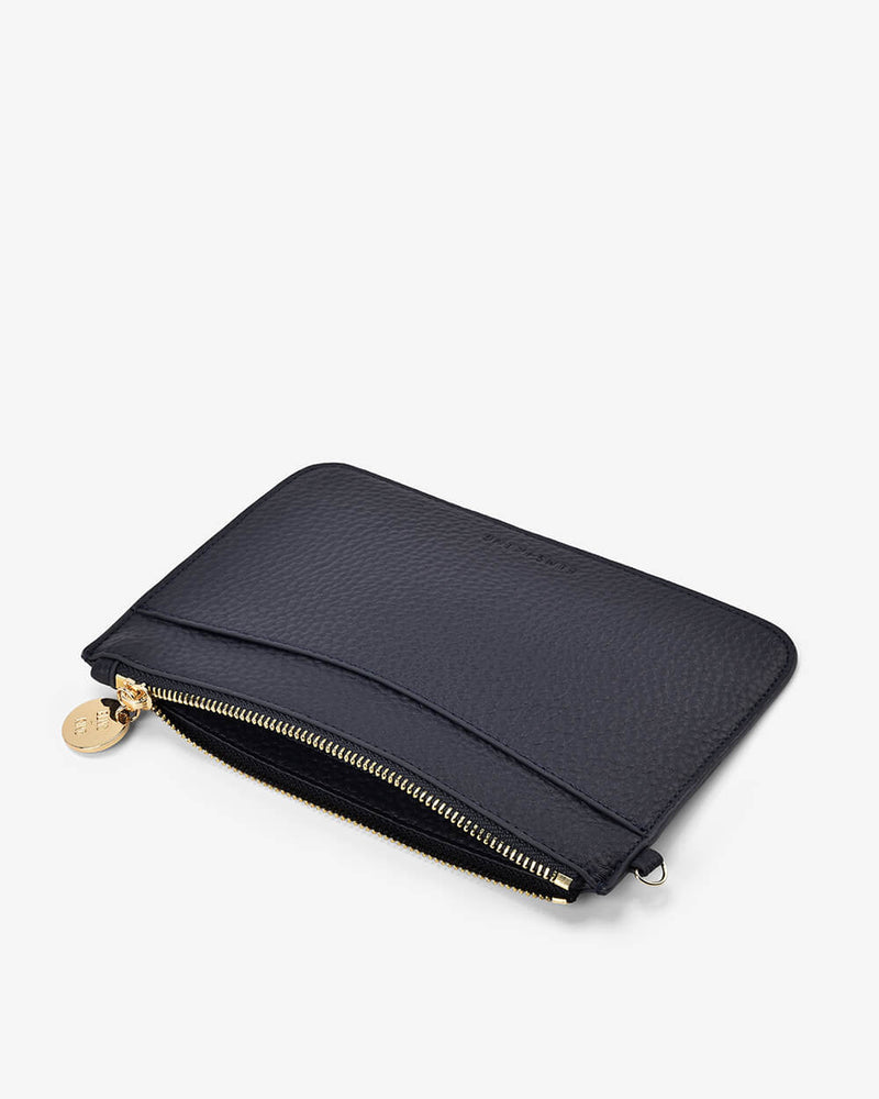 Elms+King Flat Pouch Navy measuring 16cm by 22cm.