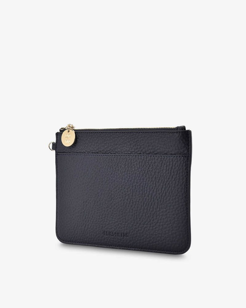 Slim Navy handbag and travel organiser pouch by Elms+King.