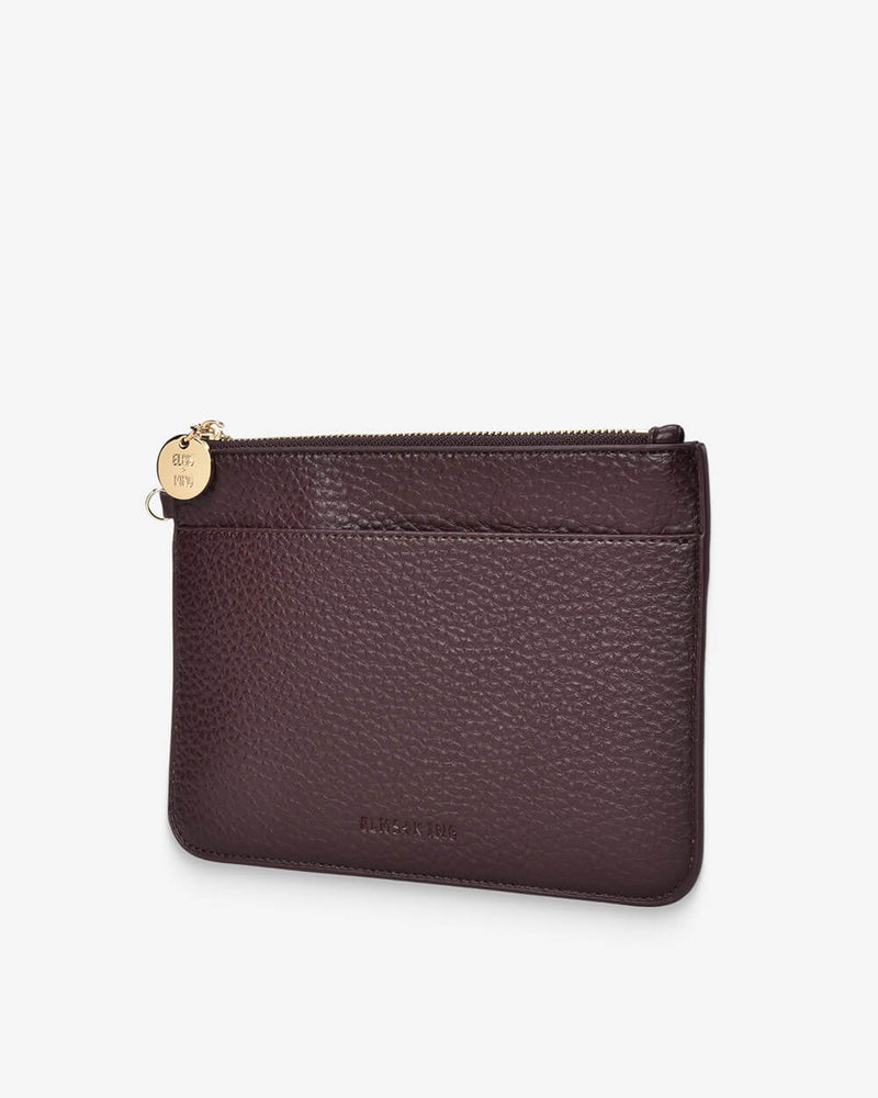 Elms+King Flat Pouch in deep Wine premium PU.
