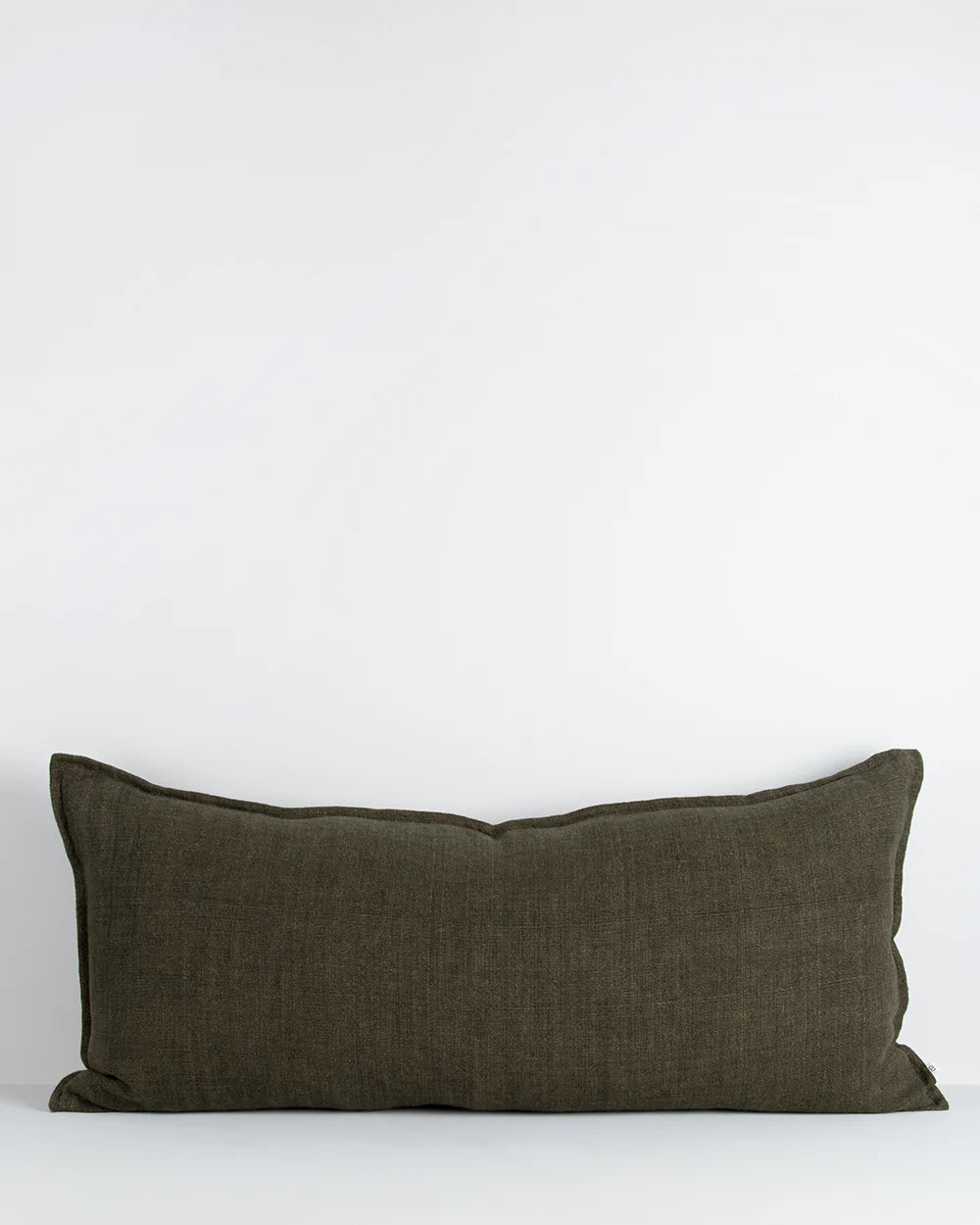 Flaxmill Winter Moss linen lumbar cushion 40x90cm