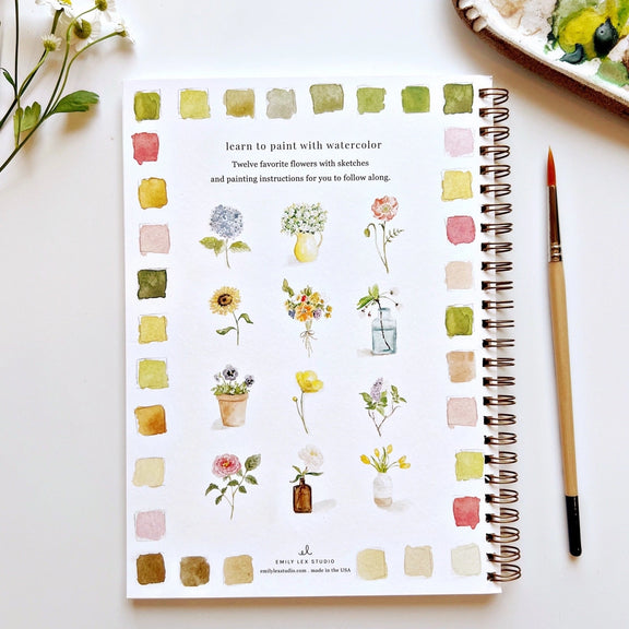 Floral watercolour painting workbook