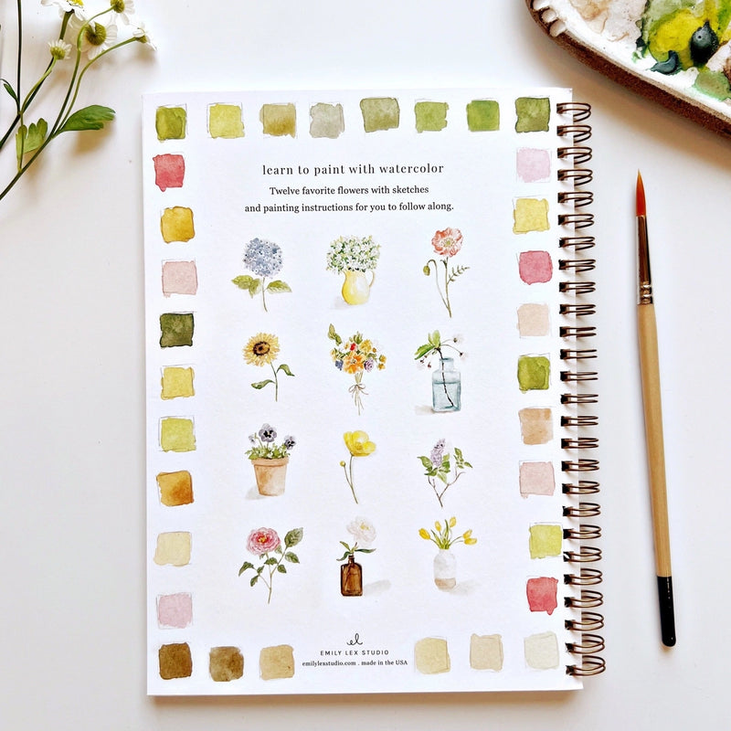 Floral watercolour painting workbook