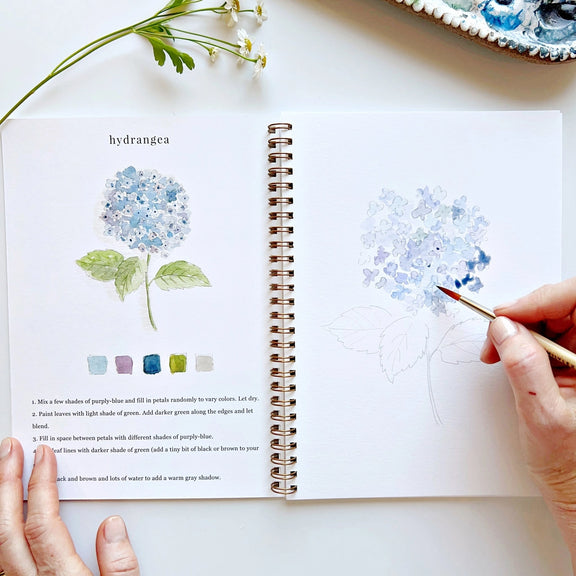 Floral watercolour painting workbook