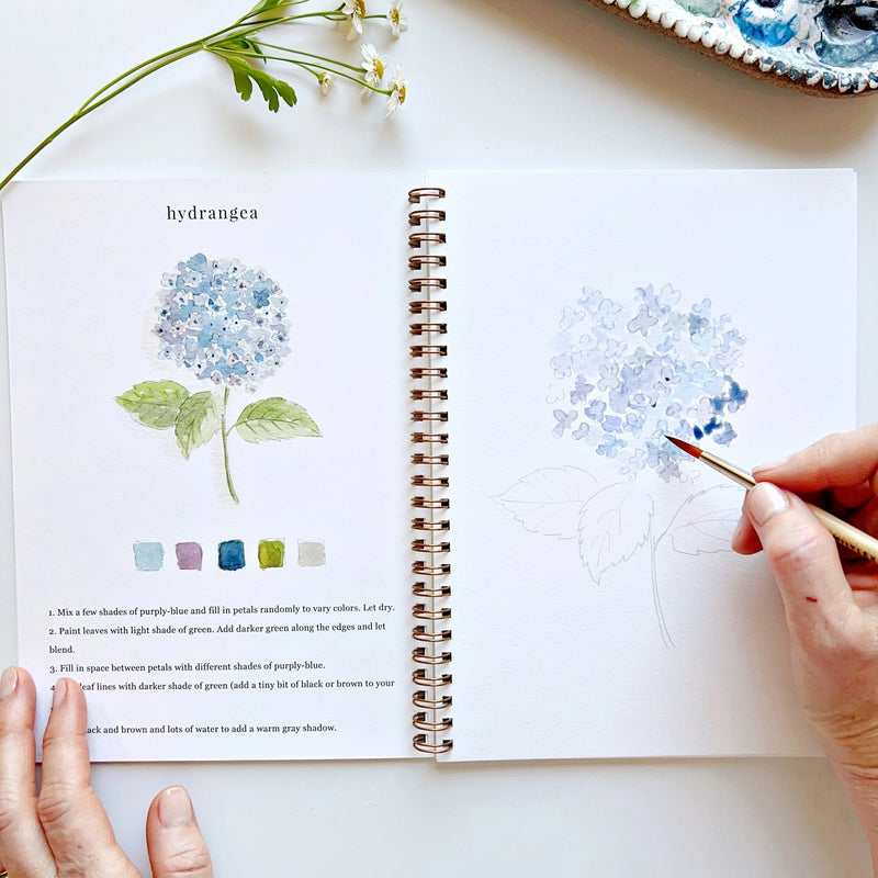 Floral watercolour painting workbook