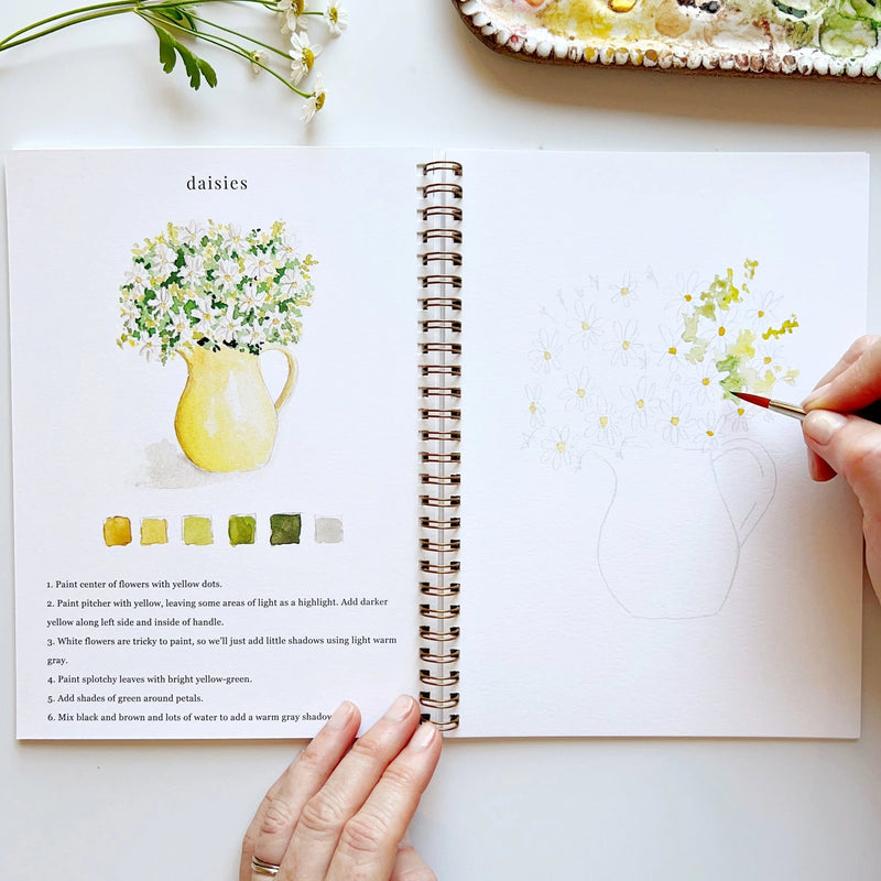 Floral watercolour painting workbook