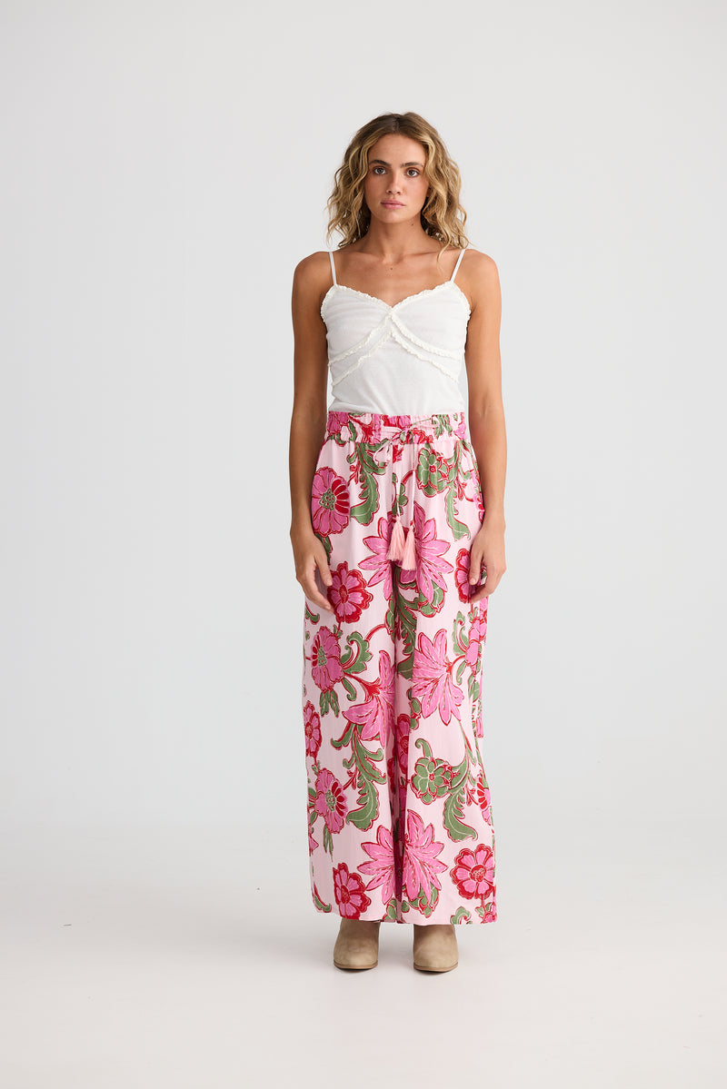 Freedom Pant Pink Ibiza – linen viscose blend wide leg pants