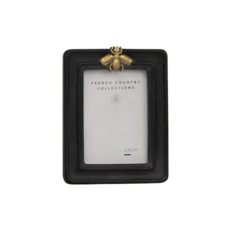Black photo frame with gold bee 2.5x3.5"