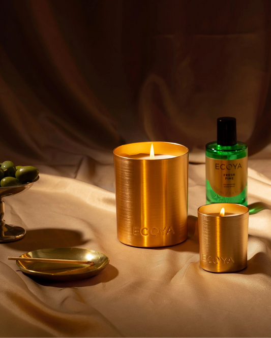 Limited edition Ecoya Fresh Pine Goldie Candle boxed for gifting