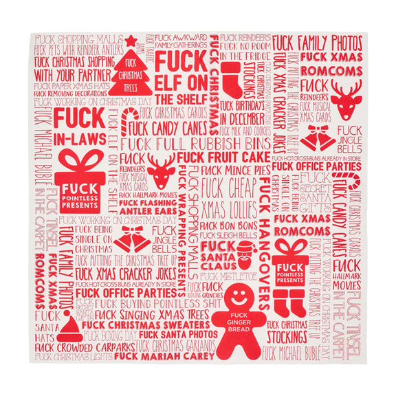 Humorous Christmas napkins with bold anti-Christmas message