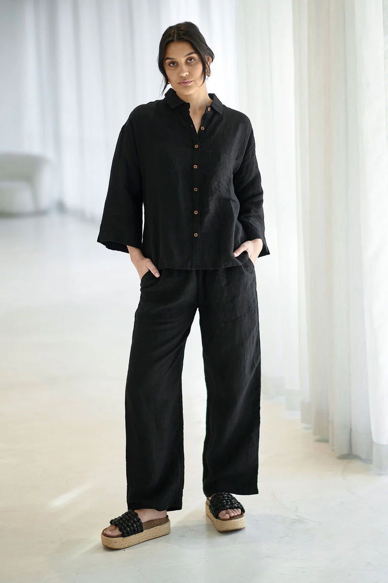 linen shirt black breathable summer clothing australia