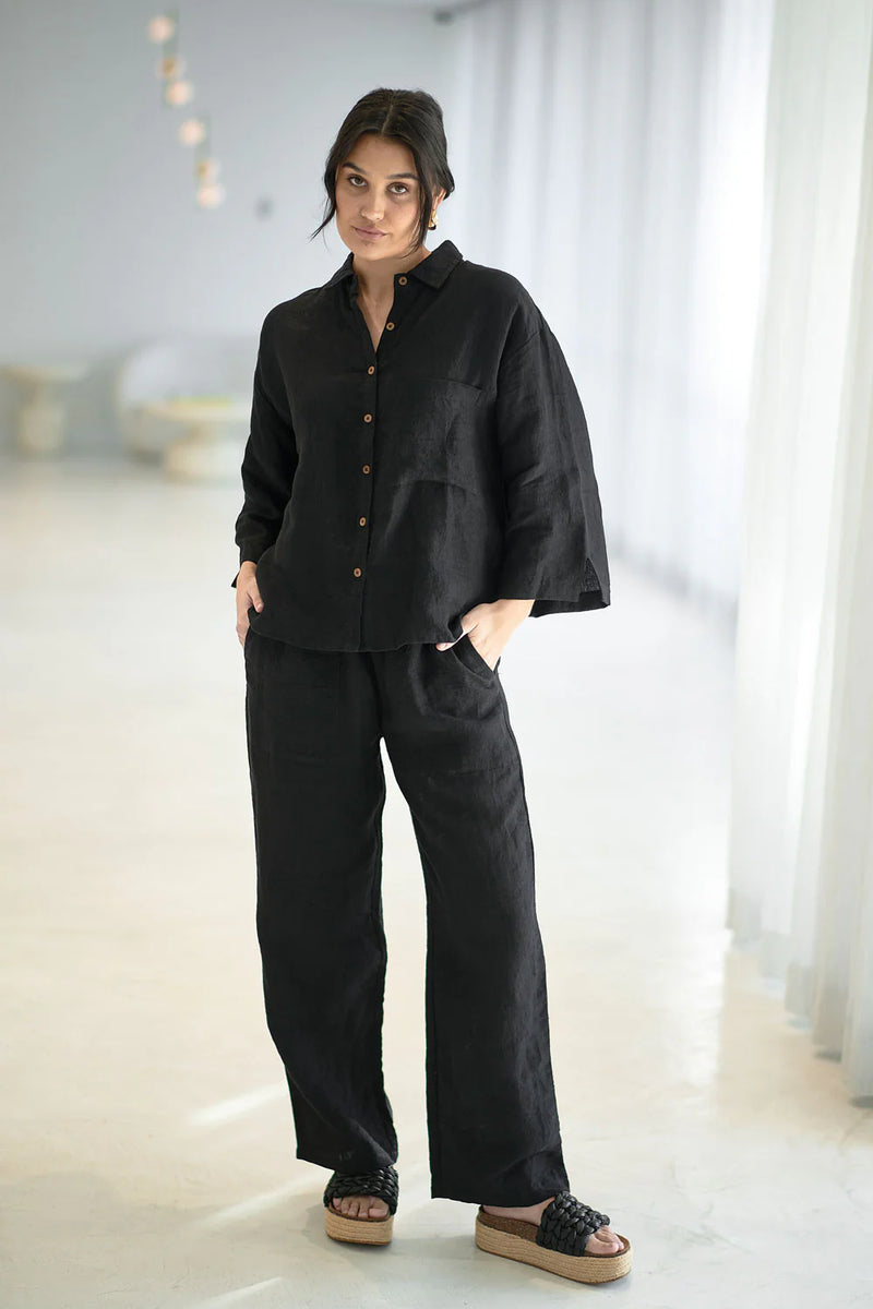linen shirt black breathable summer clothing australia