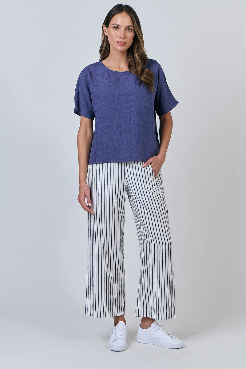 Wide Leg Pant Blueberry Stripe