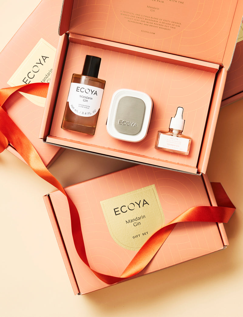Mandarin Gin Power Pair gift set by Ecoya - Plug-in room diffuser and room spray