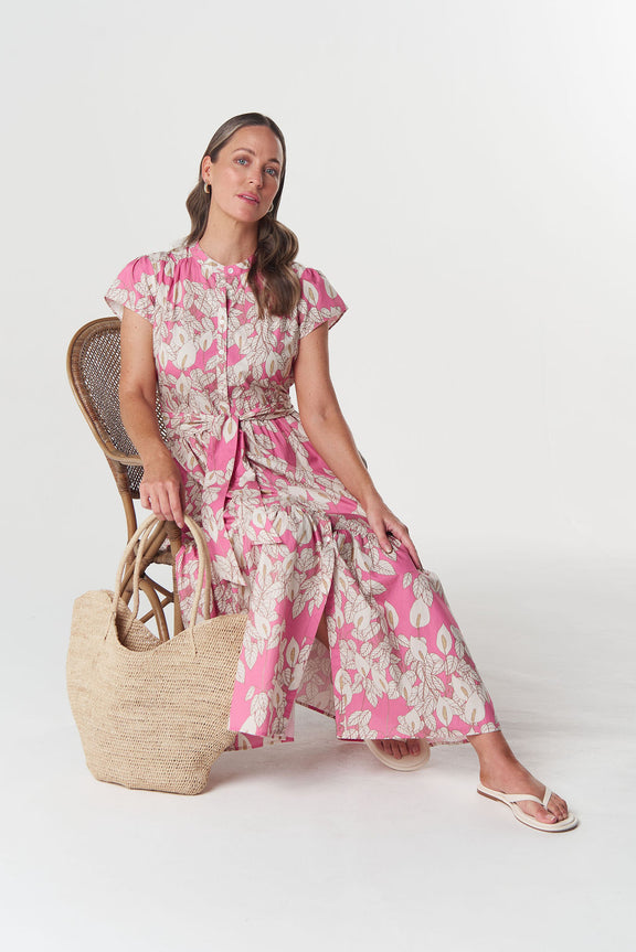 Pink floral summer dress by Goondiwindi Cotton in Glisten style