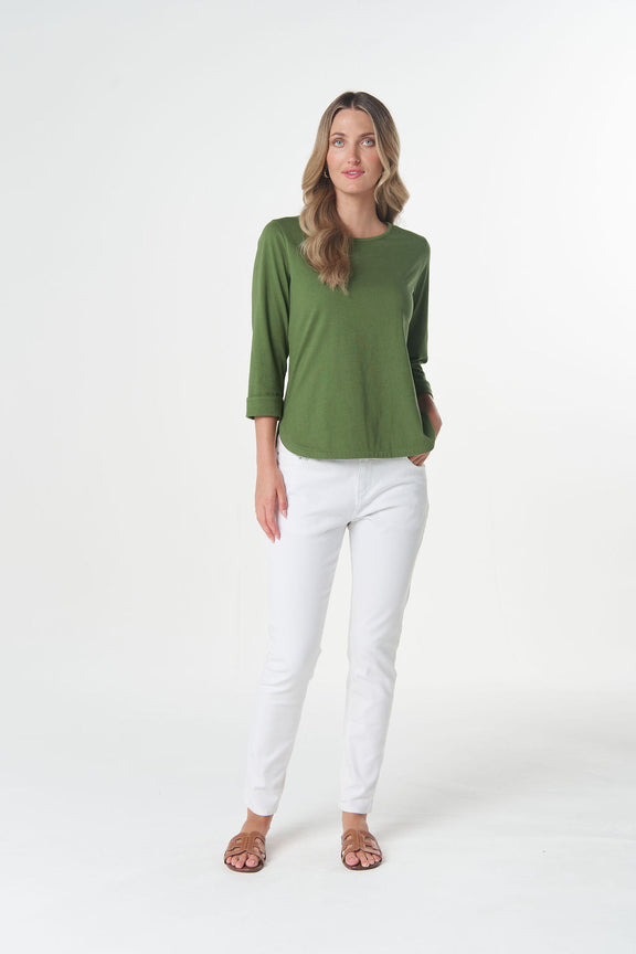 Goondiwindi Cotton Classic 3/4 Sleeve Tee in Cedar Green