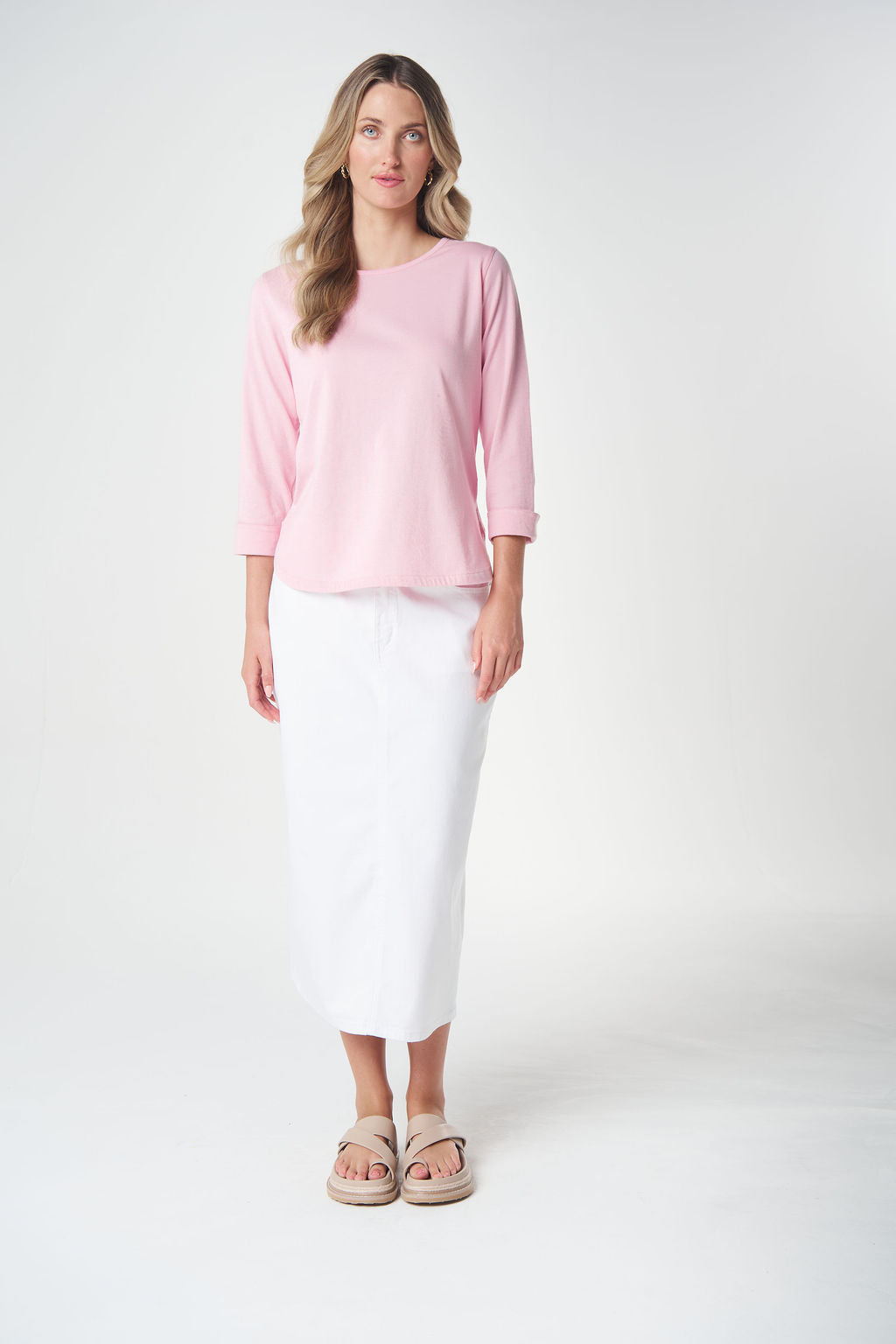 Goondiwindi Cotton Classic 3/4 Sleeve Tee in Pink