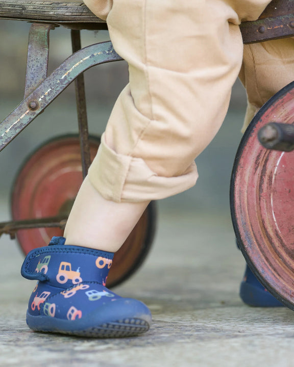 blue tractor themed toddler shoes