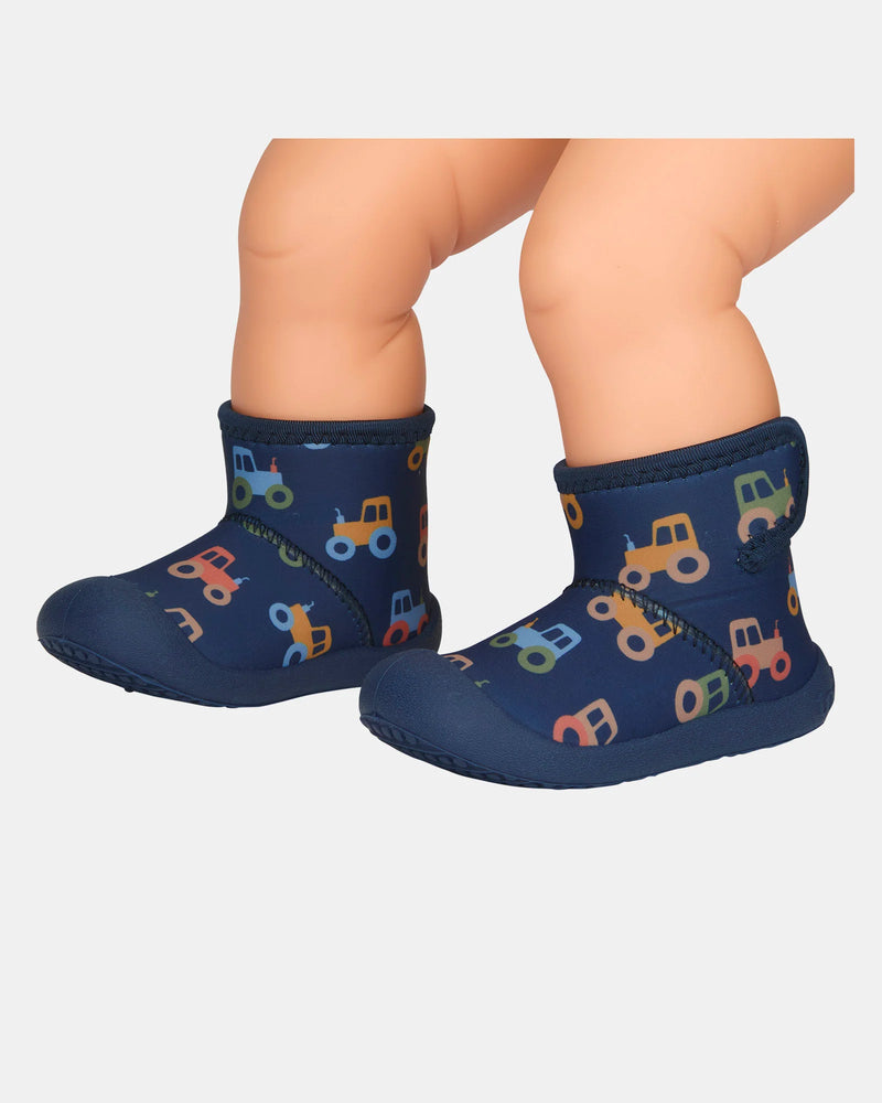navy blue toshi tractor gumbooties for toddlers