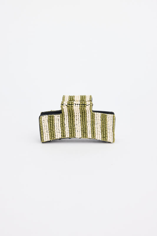 Olive beaded hair claw handmade
